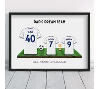 Personalised Leeds Dream Team Shirt Art | All Teams Available | Framed or Prints | United Gift for Dad, Grandad, Man, Uncle, Family Utd | Unique Football Footy Fan Wall Keepsake Sports