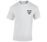 Personalised Left Chest Back Printed Text Logo Heavy Cotton Adult T-Shirt 100% Cotton Size S-5XL 50 Multi Colours Tee top Workwear Custom Text Personalized Customized Name (White, 3XL)