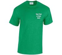 Personalised Left Chest Back Printed Text Logo Heavy Cotton Adult T-Shirt 100% Cotton Size S-5XL 50 Multi Colours Tee top Workwear Custom Text Personalized Customized Name (Antique Irish Green, M)