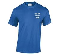 Personalised Left Chest Back Printed Text Logo Heavy Cotton Adult T-Shirt 100% Cotton Size S-5XL 50 Multi Colours Tee top Workwear Custom Text Personalized Customized Name (Royal, L)