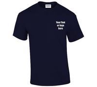 Personalised Left Chest Back Printed Text Logo Heavy Cotton Adult T-Shirt 100% Cotton Size S-5XL 50 Multi Colours Tee top Workwear Custom Text Personalized Customized Name (Navy, M)
