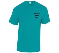 Personalised Left Chest Back Printed Text Logo Heavy Cotton Adult T-Shirt 100% Cotton Size S-5XL 50 Multi Colours Tee top Workwear Custom Text Personalized Customized Name (Antique Jade Dome, L)