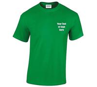Personalised Left Chest Back Printed Text Logo Heavy Cotton Adult T-Shirt 100% Cotton Size S-5XL 50 Multi Colours Tee top Workwear Custom Text Personalized Customized Name (Irish Green, M)
