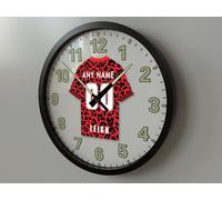 PERSONALISED LEIGH LEOPARDS SUPER LEAGUE JERSEY THEMED GLOW IN THE DARK 10 INCH CIRCULAR WALL CLOCK !!!