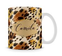 Personalised Leopard Print Design - Custom Name Gift - Animal Print Style - Unique Customised Present for Him-Her, Kids, Friends & Family, 11 oz Ceramic Coffee Mug.