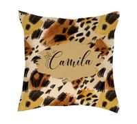 Personalised Leopard Print Design - Custom Name Gift - Animal Print Style - Unique Customised Present for Friends & Family, Satin Throw Pillow/Cushion. (Satin Cushion Cover With Insert)