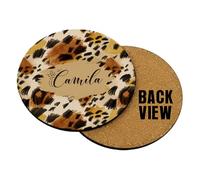 Personalised Leopard Print Design - Custom Name Gift - Animal Print Style - Unique Customised Present for Friends & Family, Tableware, Coffee, Tea, Drink Coaster. (Round Shaped Coaster)