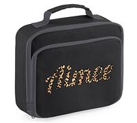 Personalised Leopard Print Lunch Cooler Bag, Custom Nursery Gifts for Daughter, Back to School Lunchbox for Her, Girls School Lunch Box, Black