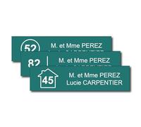 Personalised Letter Box Plaque with House Logo + Number - 10 x 2.5 cm - Name on Engraved Label for Home Office - Strong Adhesive PVC - Olive Green
