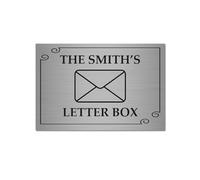 Personalised Letter Box Sign 15 x 10 cm | Brushed Silver Aluminium Plaque | Self-Adhesive Stickers