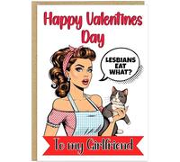 Personalised LGBTQ+ Valentines Day Cards for Girlfriend Wife Couples - Custom Name Funny Rainbow Heart Photo Designs - Pride Love Greeting Cards for Gay Women A5 (Eat What!?)