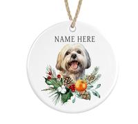 Personalised Lhasa Apso Ceramic, Christmas Tree Bauble Decoration