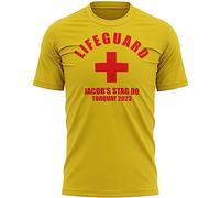 Personalised Lifeguard Stag Do Mens T Shirt Date Destination Matching Party Tee Tops, XXL, Yellow