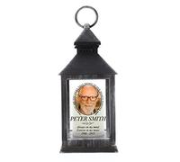 Personalised Light in Our Hearts Memorial Photo Upload Black LED Lantern Remembrance Loving Memorial Memory