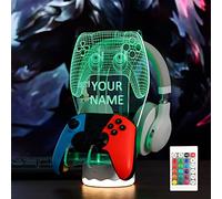 Personalised Light up Headphone Controller Holder, 16 Colors 3D LED Lights Gamepad Stand, Game Controller Hanger for All Universal Gaming PC Accessories