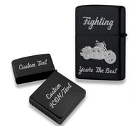 Personalised Lighter Case for Zippo Engraved Polished Metal Lighter Case Gifts for Men (Only Case) (Black)