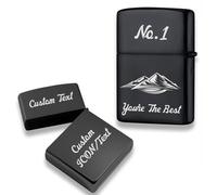 Personalised Lighter Case for Zippo Engraved Polished Metal Lighter Case Gifts for Men (Only Case) (Dark Gray)
