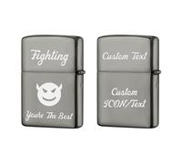 Personalised Lighter Case for Zippo Engraved Polished Metal Lighter Case Gifts for Men (Only Case) (Gray)