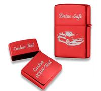Personalised Lighter Case for Zippo Engraved Polished Metal Lighter Case Gifts for Men (Only Case) (Red)