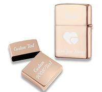 Personalised Lighter Case for Zippo Engraved Polished Metal Lighter Case Gifts for Men (Only Case) (Rose Gold)