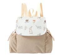 Personalised Lightweight Woodland Animal School Bag with Pockets (Beige)
