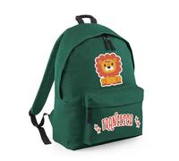 Personalised Lion cartoon Animal theme, Back to School Gift, Gift For Kids, Fashion Backpack for Nursery, Bookbags, Rucksack Shoulder Bag. (Bottle Green)