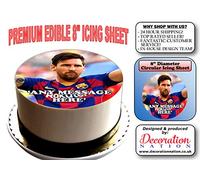 Personalised Lionel Messi 8 Inch Round Edible Icing Cake Topper Decoration