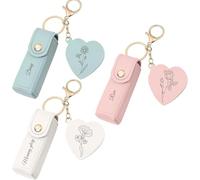 Personalised Lipstick Holder Case Keychain with Mirror for Women - Portable Lipstick Travel Case Lip Balm Makeup Keyring with Custom Name & Birth Month Flower Engraving -Travel Gift for Travel Holiday