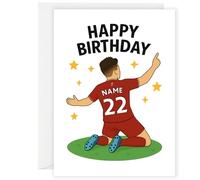 Personalised Liverpool Birthday Card - Custom Name & Number - A5 Red Football Shirt Greeting Card with Envelope - Ideal for Boys, Girls or Football Fans