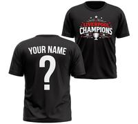 Personalised Liverpool Champions Kids T Shirt Custom Name and Number Football Supporter Winners Boys Girls Tee, 9-11 Years, Black