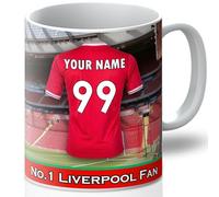 Personalised Liverpool Mug - Customise with A Name and Number for The Shirt and A Message On The Back of The Cup