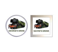 Personalised LNER No.4472 "THE FLYING SCOTSMAN" Steam Locomotive Acrylic and Glass Drinks Coasters