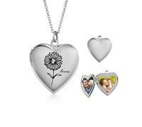 Personalised Lockets Necklace for Women - Necklace with Photo Inside Silver/Gold/Rose Gold Custom Name Jewellery Gifts for Women Mum Daughter Girl Sister Her