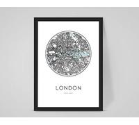 Personalised London England Custom City/Town Map, Any Location/Home Decor (A4 Print (210x297mm) 8.27x11.69 in)