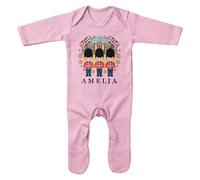 Personalised London Soldiers Baby Romper Suit - Custom Name Union Jack Design for Son Daughter - British Pride - English Heritage - Boys Girls Patriotic Gift, 0-3 Months, Light Pink