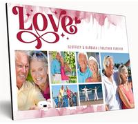 Personalised Love Collage Wooden Wall Art A4 Photo Print 6mm MDF Gift for Valentine's Day Weddings Anniversaries Couples Romantic Gift