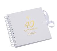 Personalised Love Heart Any age Birthday Multiple Colour Scrapbook, Guest Book or Photo Album Gift 16th, 18th, 21st, 30th, 40th, 50th, 60th, 70th, 80th (White)