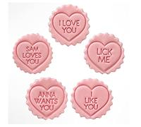 Personalised Love Hearts Fondant Stamp Debosser Cupcake Icing Cookie Decoration Cake (1 Stamp - 4cm)