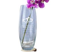 Personalised Love Hearts Glass Bullet Vase - Custom 4 Line Message - Hand Blown Romantic Gift for Weddings, Engagements, Anniversaries & Valentine’s Day