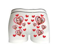 Personalised Love Hearts Photo Men's Boxers - Funny Rude Novelty Joke Gifts Presents Ideas Valentines Day Birthday Christmas Anniversary Boxer Shorts Pants Underwear (Medium, White Prime)