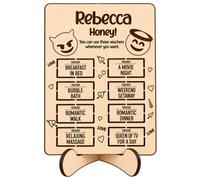 Personalised Love Vouchers, Wooden Coupons, Date Night Tokens, Anniversary Card, Valentines Gift, Custom Name Keepsake, Romantic Present for Him Her, Couples Gift