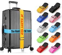 Personalised Luggage Straps for Suitcases, 4 - Pack Suitcase Straps with Buckles TSA Approved Travel Luggage Belt with Embroidered Name, 200CM Luggage Tag Suitcase Identifier, Case Strap for Suitcase