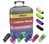 Personalised Luggage Straps for Suitcases with Combination Code Lock, Custom Adjustable Suitcase Belt Embroidered with Name, Travel TSA Secure Bag Band Closure Gifts for Traveler Business - 13 Colors