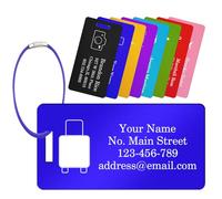 Personalised Luggage Tags for Suitcase Custom Engraved Suitcase Tags Personalised Luggage Tags for Backpack Golf Bag with Loops Aluminum-Alloy Travel Luggage Identifiers