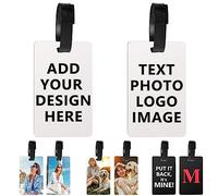 Personalised Luggage Tags for Suitcases, Custom Golf Bag Tag Personalised Your Text, Photo, Logo Customised Travel Baggage Bag Name Labels Tags with Strap
