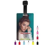 Personalised Luggage Tags for Suitcases, Custom Name Labels with Printed Photo Text Logo, Design Your Own Baggage Travel Backpack Gym Bag Tag, Gifts for Birthday Christmas Fathers Mothers Day, 2pcs