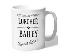 Personalised Lurcher Mug Just Chillin with My Custom Dog Name Gift for Owner Ceramic Cup 10oz/300ml