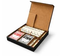 Personalised Luxury Dominoes Game Set with Playing Cards, Dice, and Engraved Plaque in Black Case