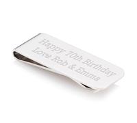 Personalised Luxury Silver Mirror Finish Engraved Money Clip with Gift Box