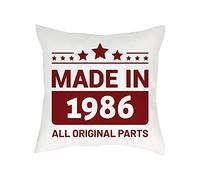 Personalised Made In 1986 ALL ORIGINAL PARTS 35, 40, 45-ANY YEAR Legendery Gift Birthday gift Home Decor Satin Cushion, Throw Pillow/Cushion. (Satin Cushion Cover With Insert)